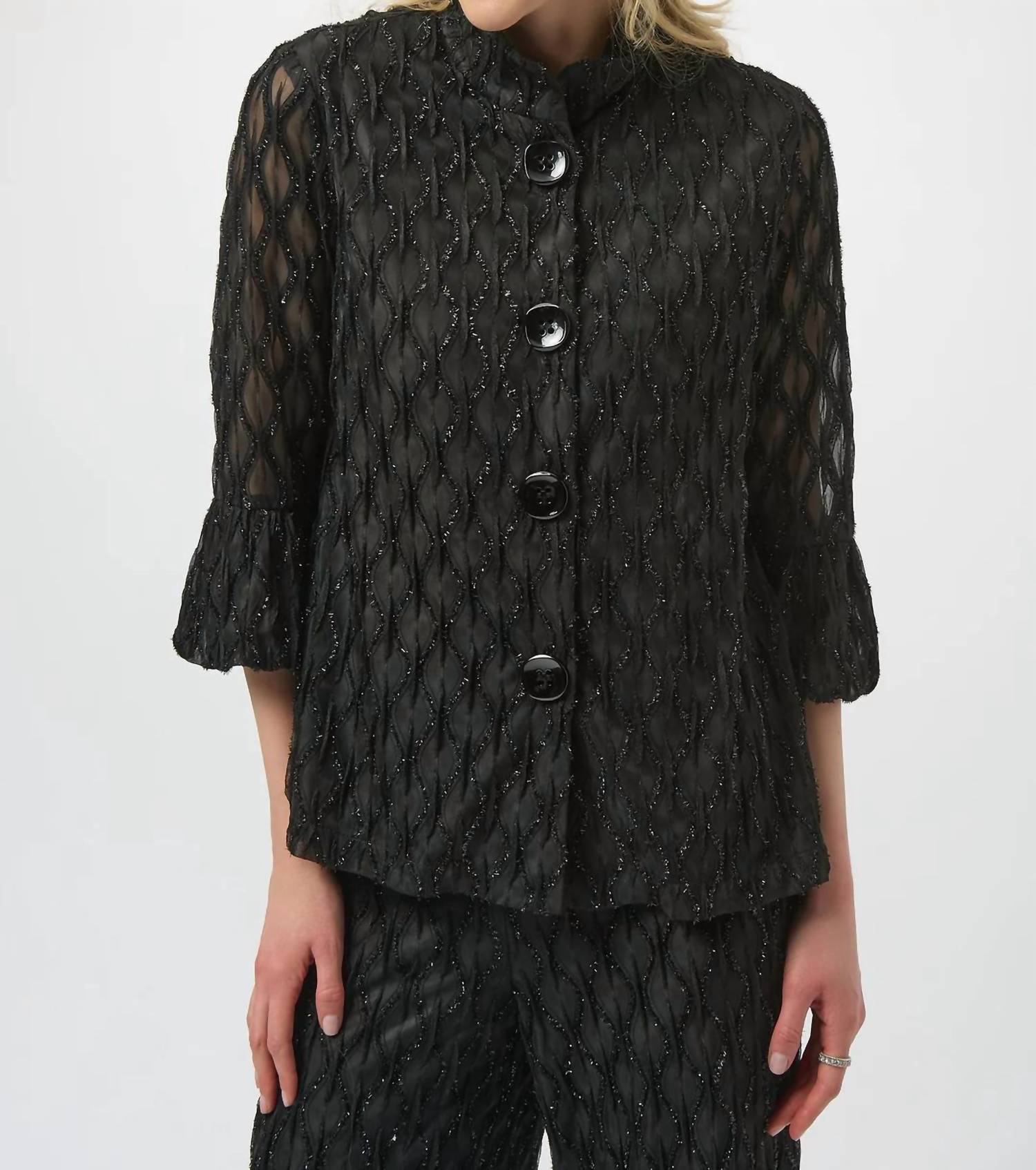 Joseph Ribkoff - Cascade Print 3/4 Sleeves Trapeze Jacket