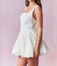 Peach Love - Cute And Sweet Bow Bubble Hem Mini Dress