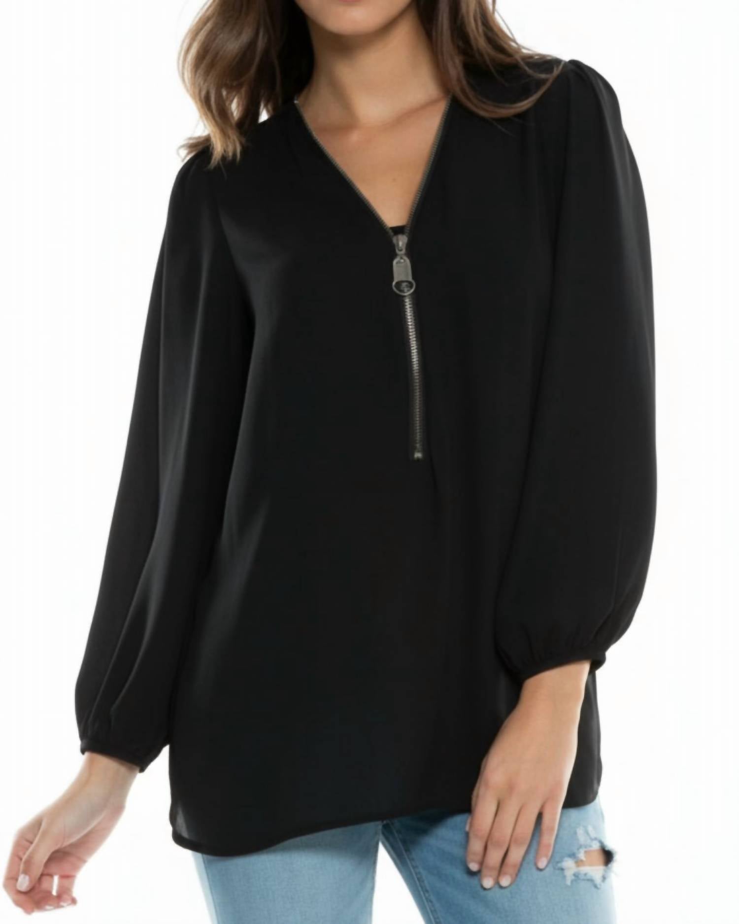 Elan - Princess Shoulder Zipper Top