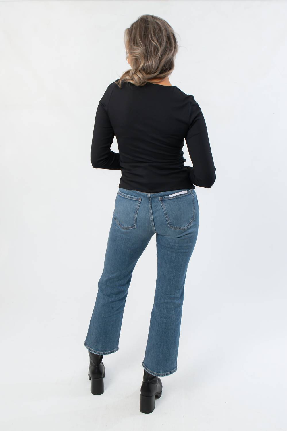 RD Style Roxi Ribbed Knit Top in jet black - women's long sleeve top - alternate view
