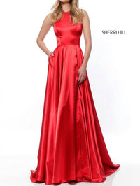 Sherri Hill High Neck Charmeuse Gown in wine - women's dress
