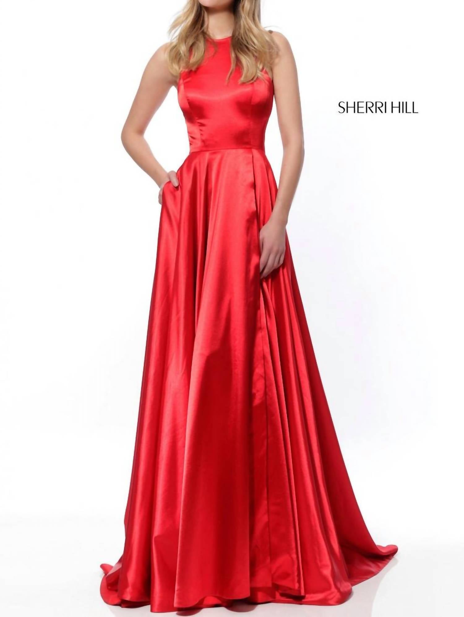 Sherri Hill High Neck Charmeuse Gown in wine - women's dress