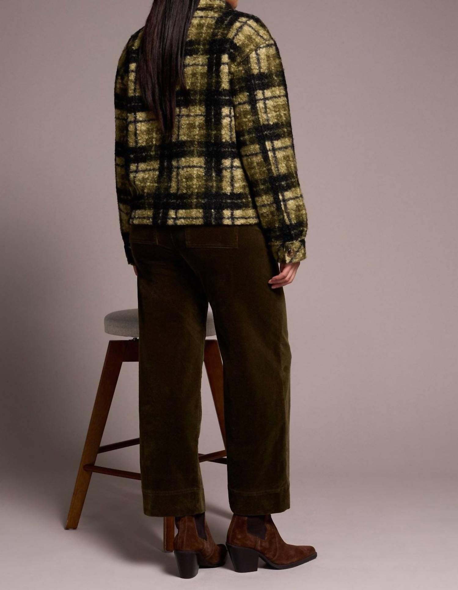 Tribal - Textured Plaid Lined Button-front Jacket