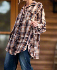Easel - Washed Button Down Flannel Tunic