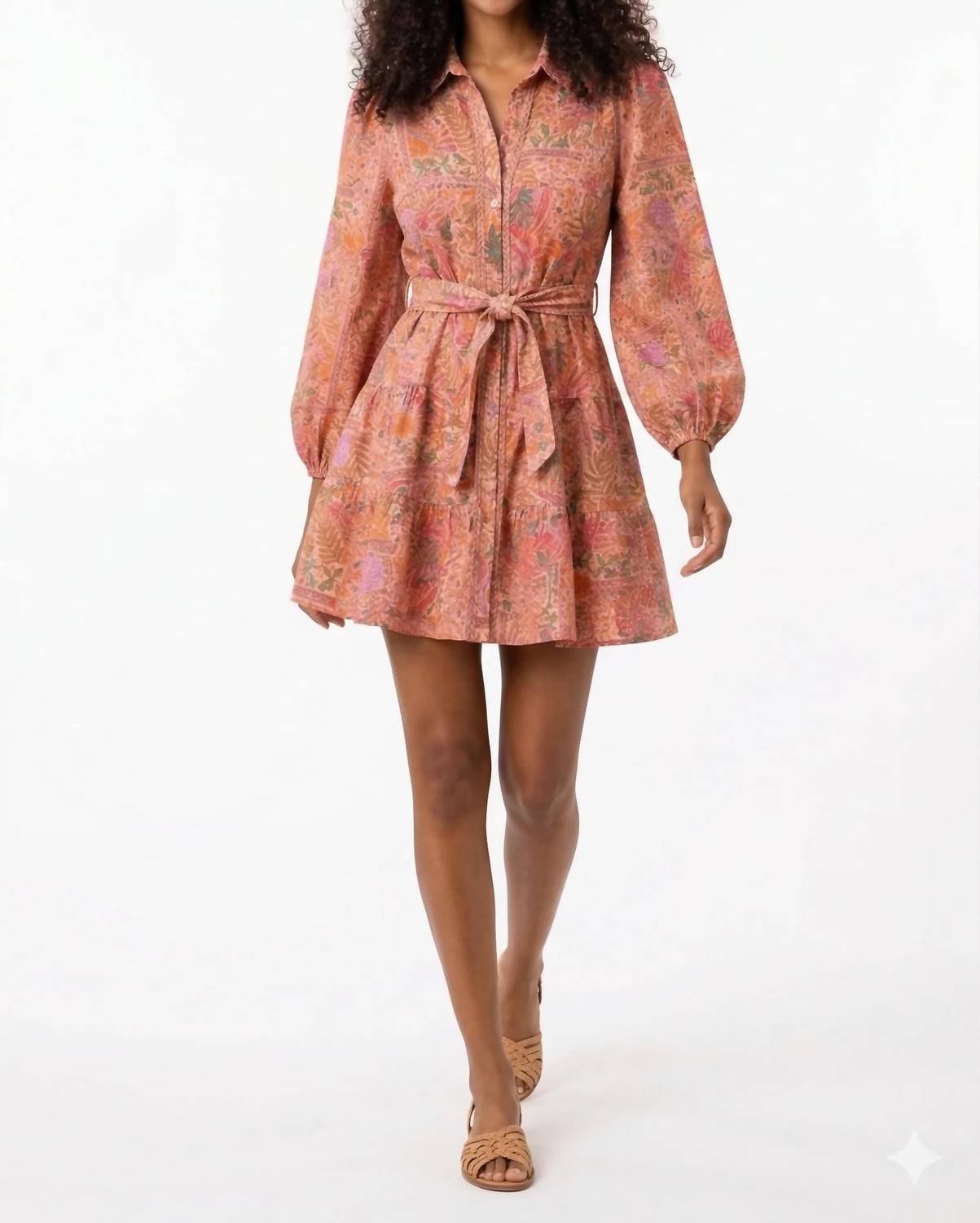 Karlie - Toucan Scarf Braid Trim Tier Belt Dress