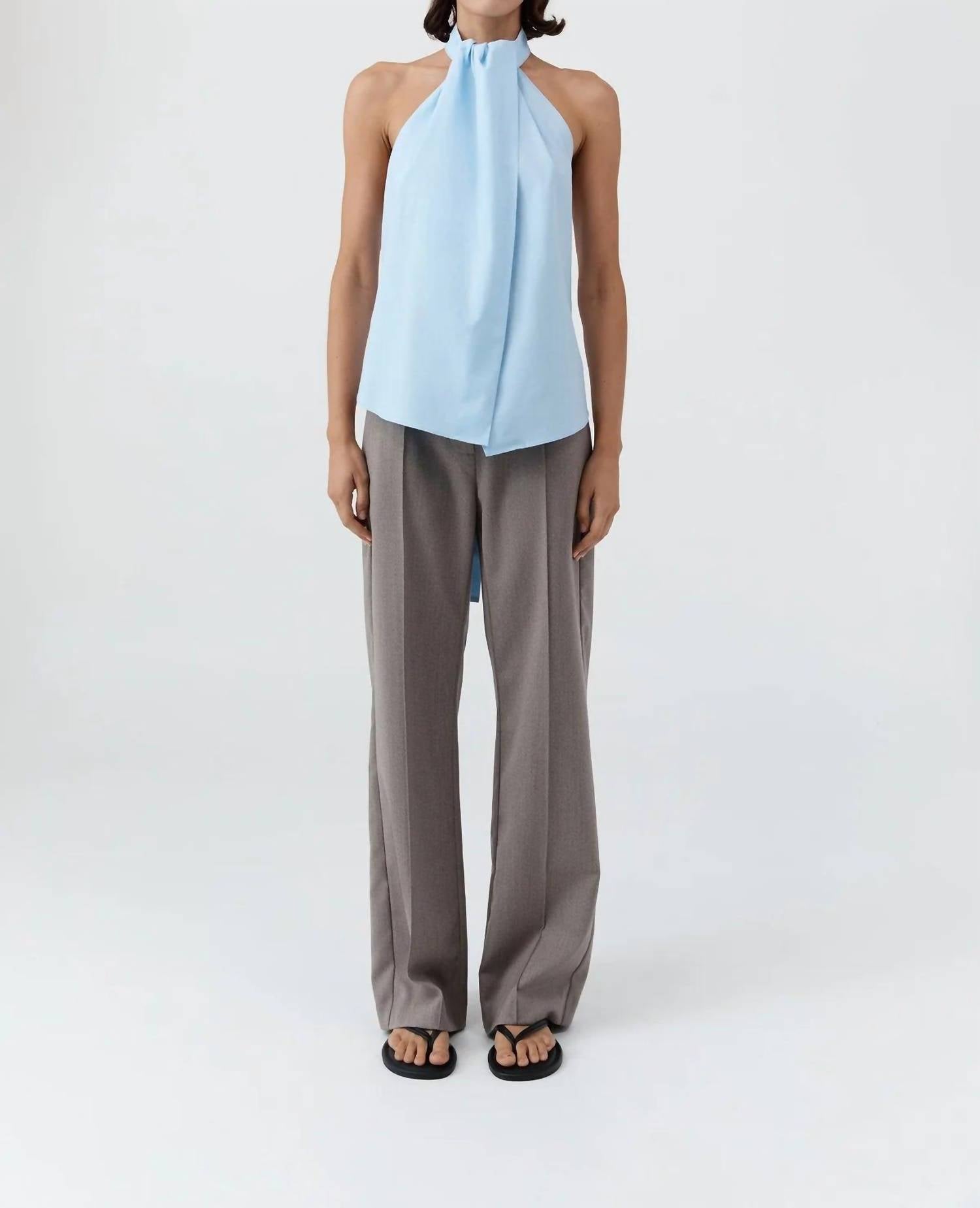 St. Agni - Oxford Halter Tie Back Top