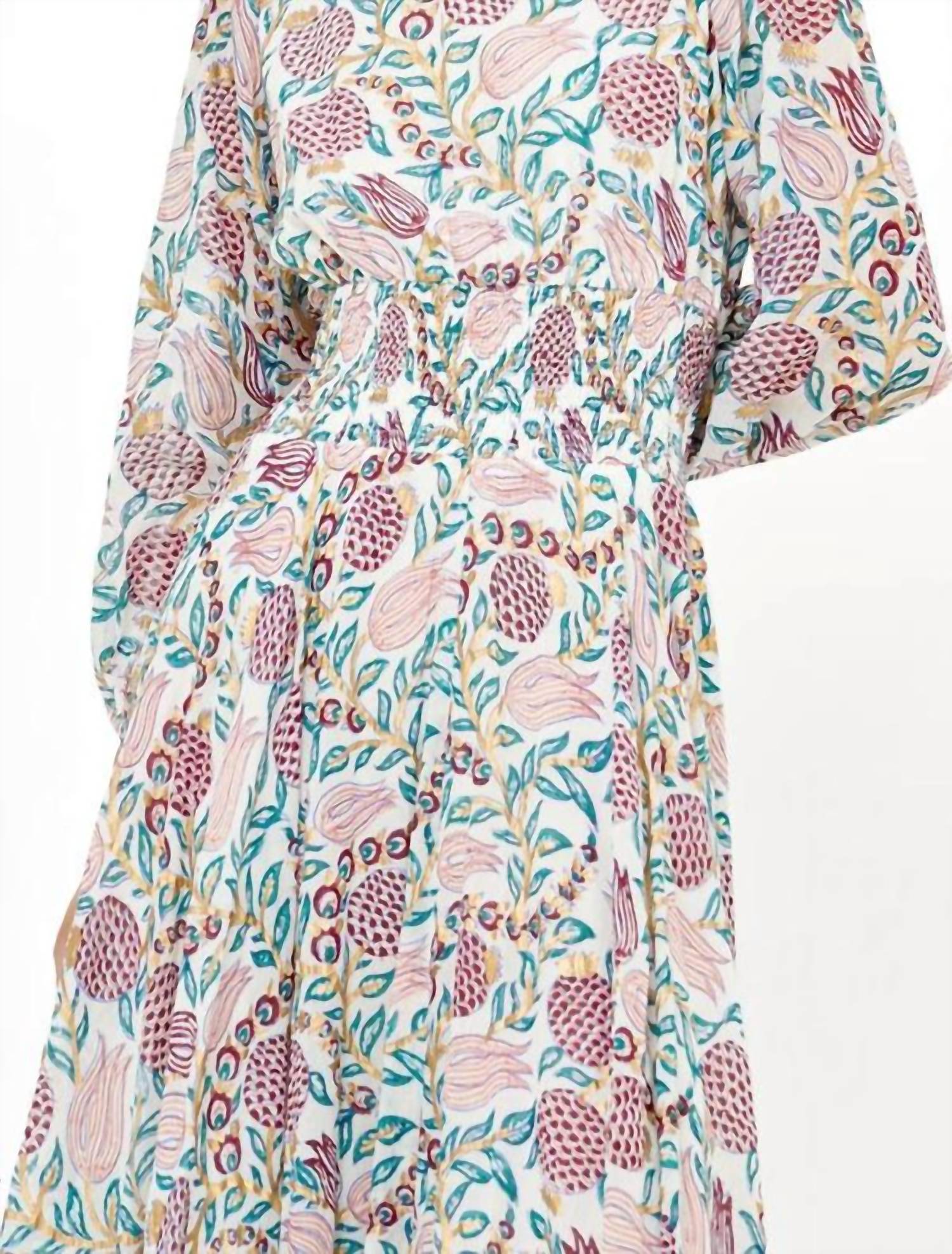 Oliphant - Smocked Waist Crewneck Maxi Dress