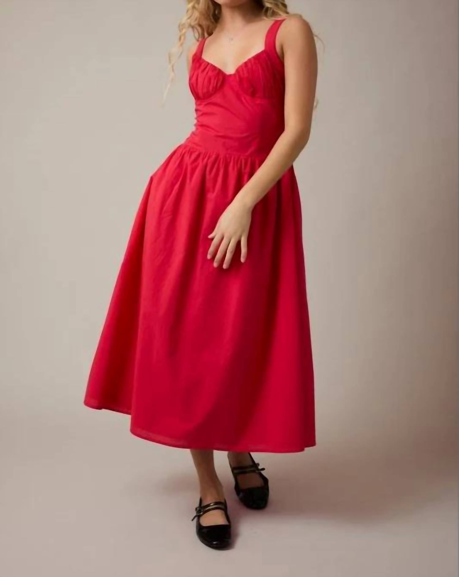 Le Lis - Sleeveless Bustier Poplin Midi Dress