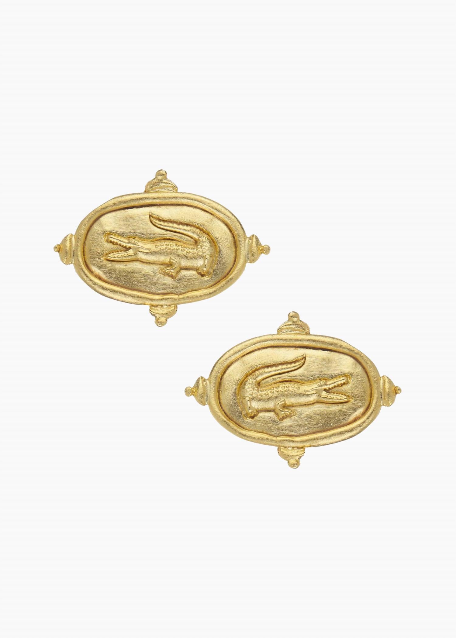 Susan Shaw - Women's Alligator Intaglio Studs Earrings