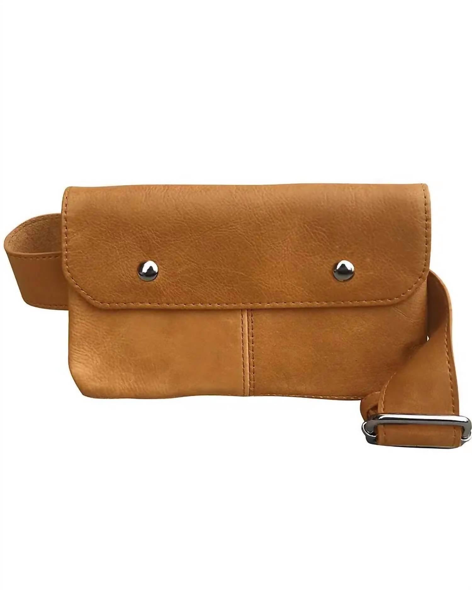 Roma Leathers Women's Sling Bag Fanny Pack in natural brown - women's bag