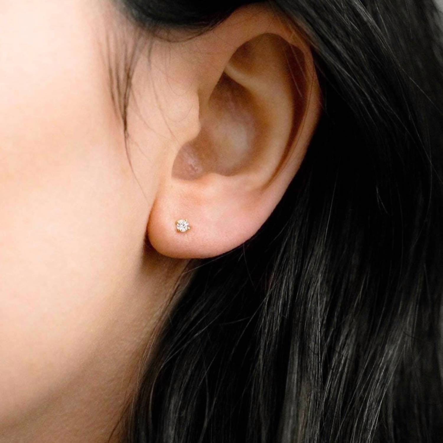 Kikichic - Women's Classic Cubic Zirconia Tiny Diamond Screw Flat Back Earrings