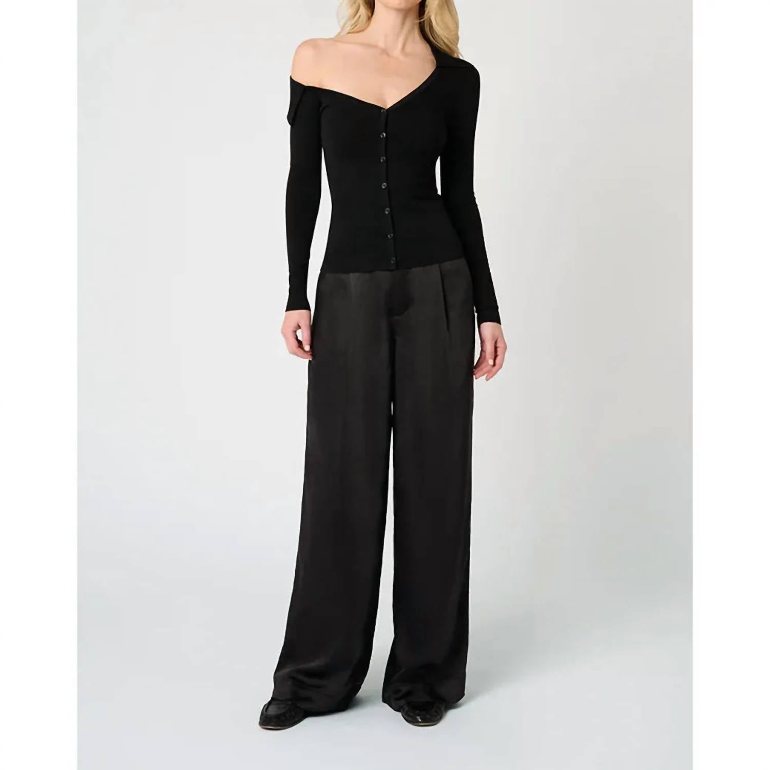 We Wore What - Off The Shoulder Collared Shirt