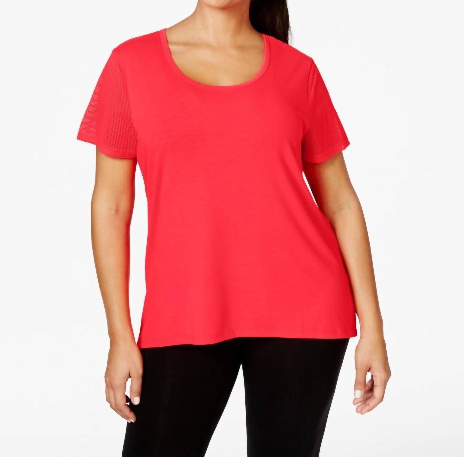 Jessica Simpson - Partial Mesh Cutout Racerback T-shirt - Plus