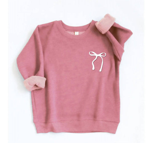 Oat Collective - Toddler Girls Ridley Bow Crewneck Sweatshirt