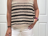 Sew In Love - Relaxed Fit Striped Crochet Knit Tank