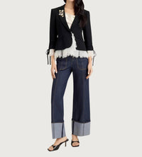 cinq a sept Le Petit Roxie Blazer in black ivory - women's jacket