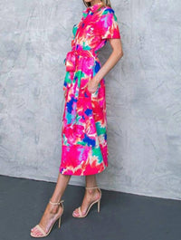 FLYING TOMATO Escape To Paradise Midi Dress in red blue - women's dress - detail view