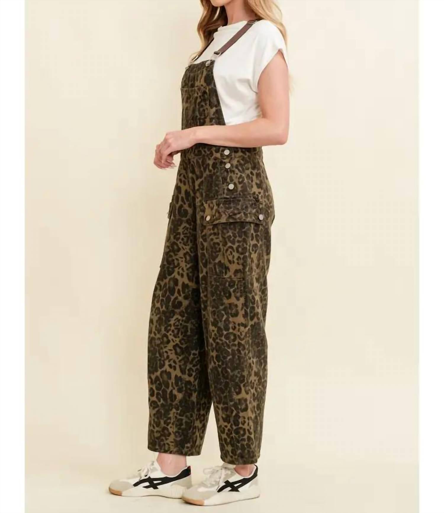 Cloud Ten - Leopard Print Jumpsuit Overalls