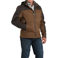 CINCH Men's Hooded Micro Waffle Bonded Fleece Jacket in brown - men's shirt - detail view