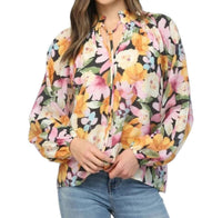 Fate - Nicole Floral Tie Neck Blouse