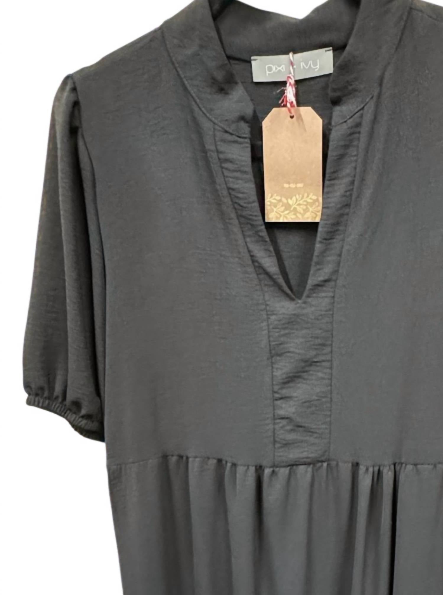 Pixi + Ivy Women's Long Tier Dress in black - women's dress - detail view