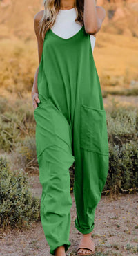 Double Take - Full Size V-neck Sleeveless Jumpsuit With Pockets