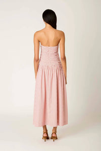 NIA Mulholland Strapless Dress in wine - women's dress - detail view