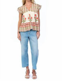 Tolani - Cal Flora Flutter Sleeve Top