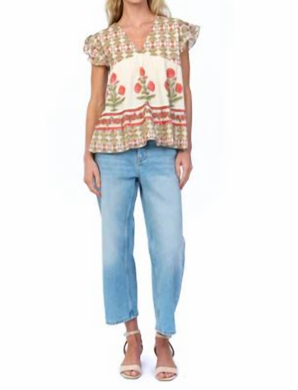 Tolani - Cal Flora Flutter Sleeve Top