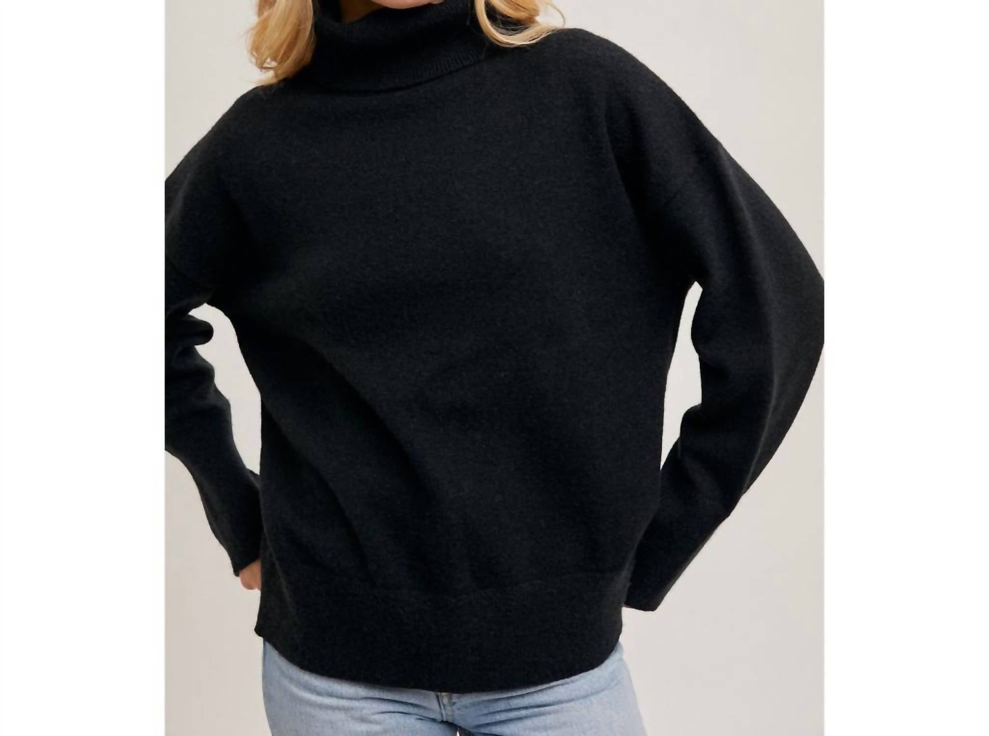 Bluivy - Slouch Neck Dolman Tunic Sweater