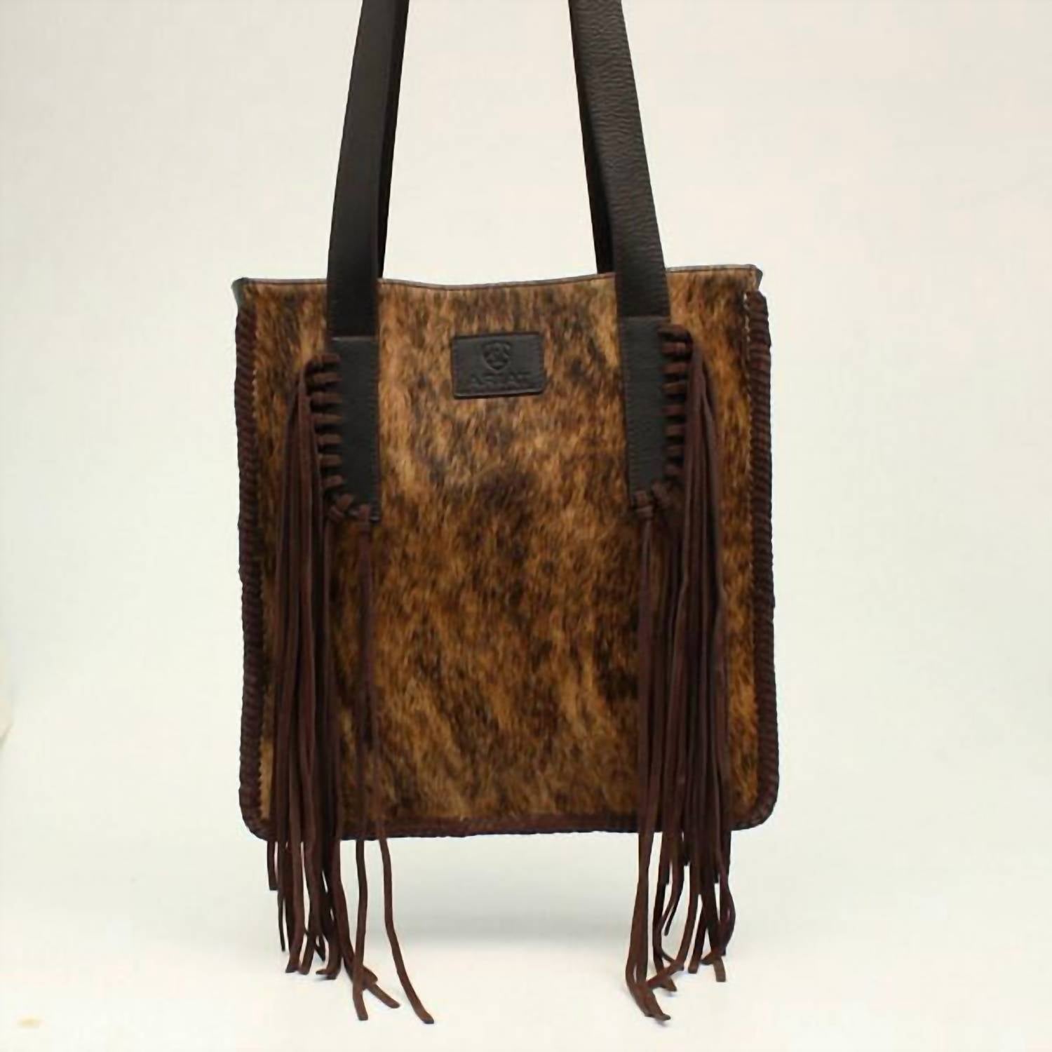 Ariat - Women's Scarlett Calf Hair Leather Shoulder Bag Tote With Fringe