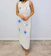 Queen Of Sparkles - Sea Icon Knit Pailette Tank Midi Dress