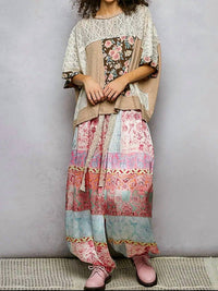 POL Floral Lace Top in multi brown grey - women's blouse - view 4