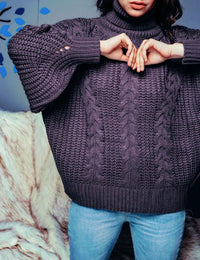CABLE-KNIT TURTLENECK SWEATER