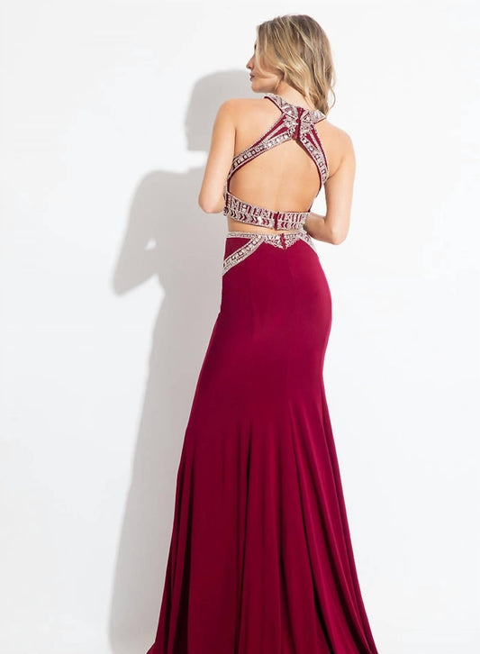 Rachel Allan - Two-piece Beaded Jersey Evening Gown