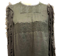 See By Chloe - Pre-loved Women's Ruffled Sleeve Lace Embroidered Linen Dress