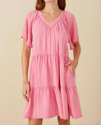 Hayden La - Tiered Tensel V-Neck Dress