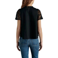 STEVE MADDEN Fraisa Short Sleeve Top in black - women's blouse - alternate view