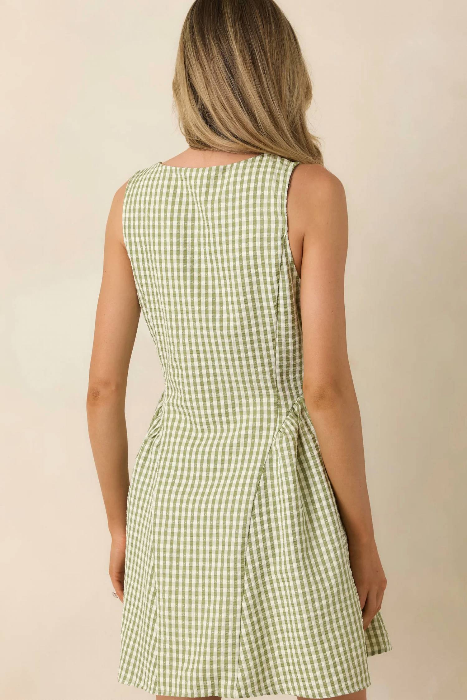 Entro - Sydney Button Front Gingham Print Mini Dress