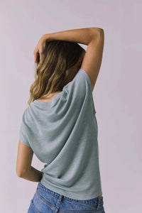 Chaser Wylie Cap Sleeve Tee in garden sage - women's t-shirt - detail view