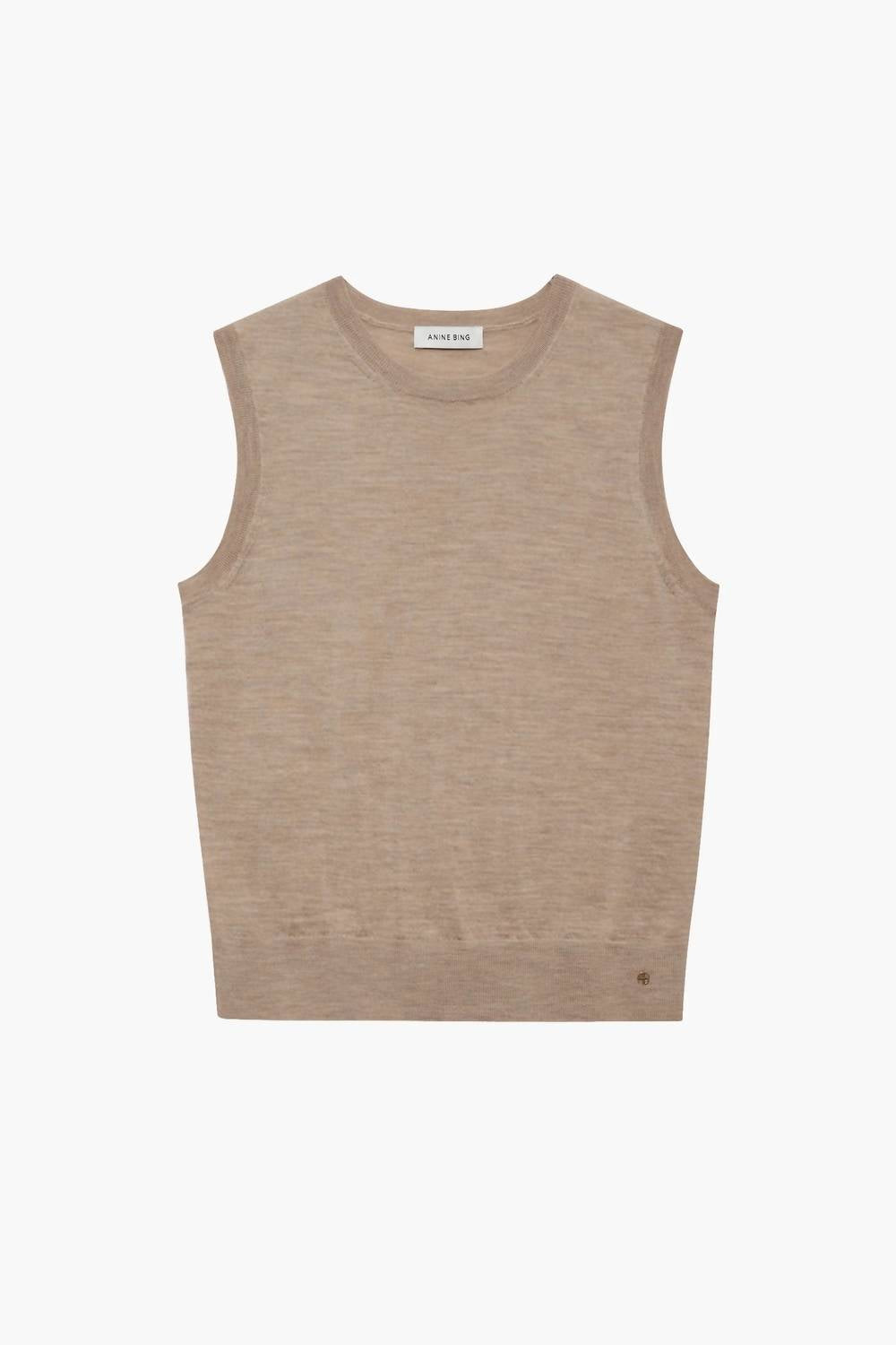 ANINE BING Moni Crop Tank in stone melange - women's shirt - view 4