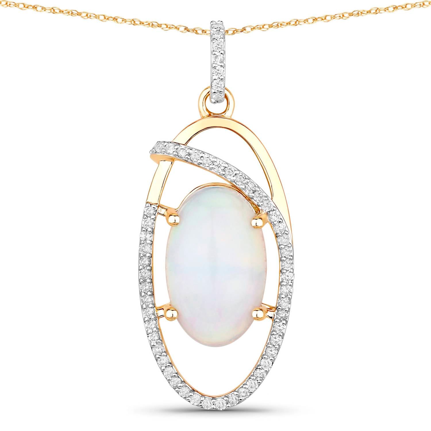 Diana M Jewels - Women's Oval Natural Ethiopian Opal Pendant Necklace (3.59 Ct) - Signature Plus
