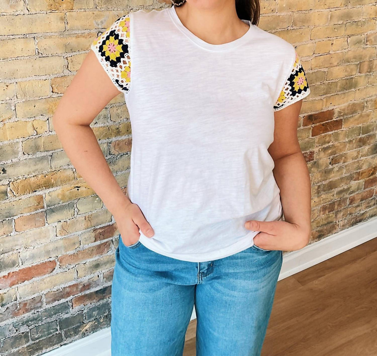 Charlie B - Josie Crochet Sleeve Top II