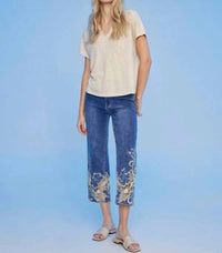 Charlie B - Flare Leg Lace Bottom Crop Jean