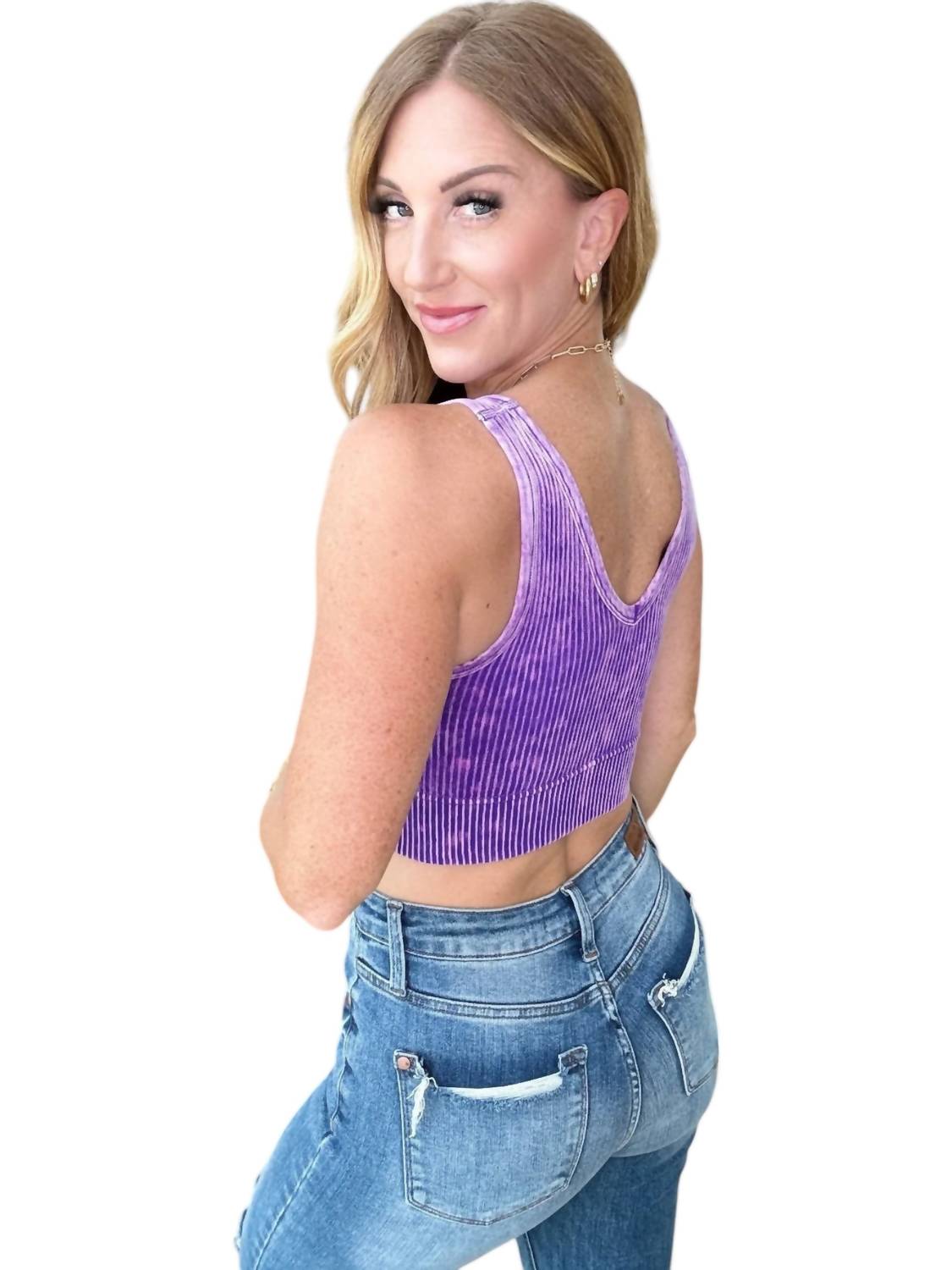 Zenana - Vneck Reversible Ribbed Bralette