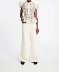 MUNTHE Peona Short Sleeve Blouse in beige - women's blouse