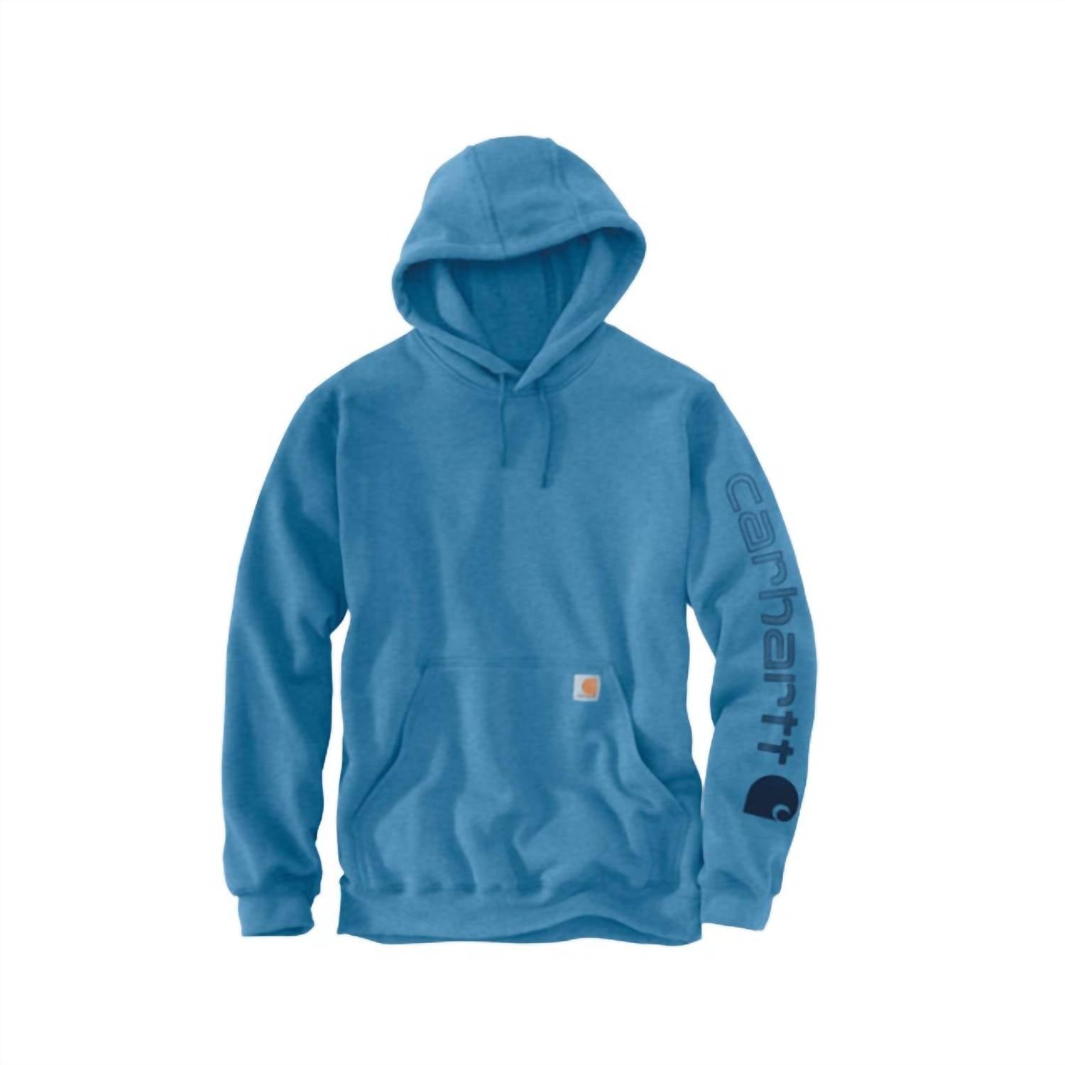 carhartt Men's Loose Fit Graphic Hoodie in blue - men's shirt - detail view