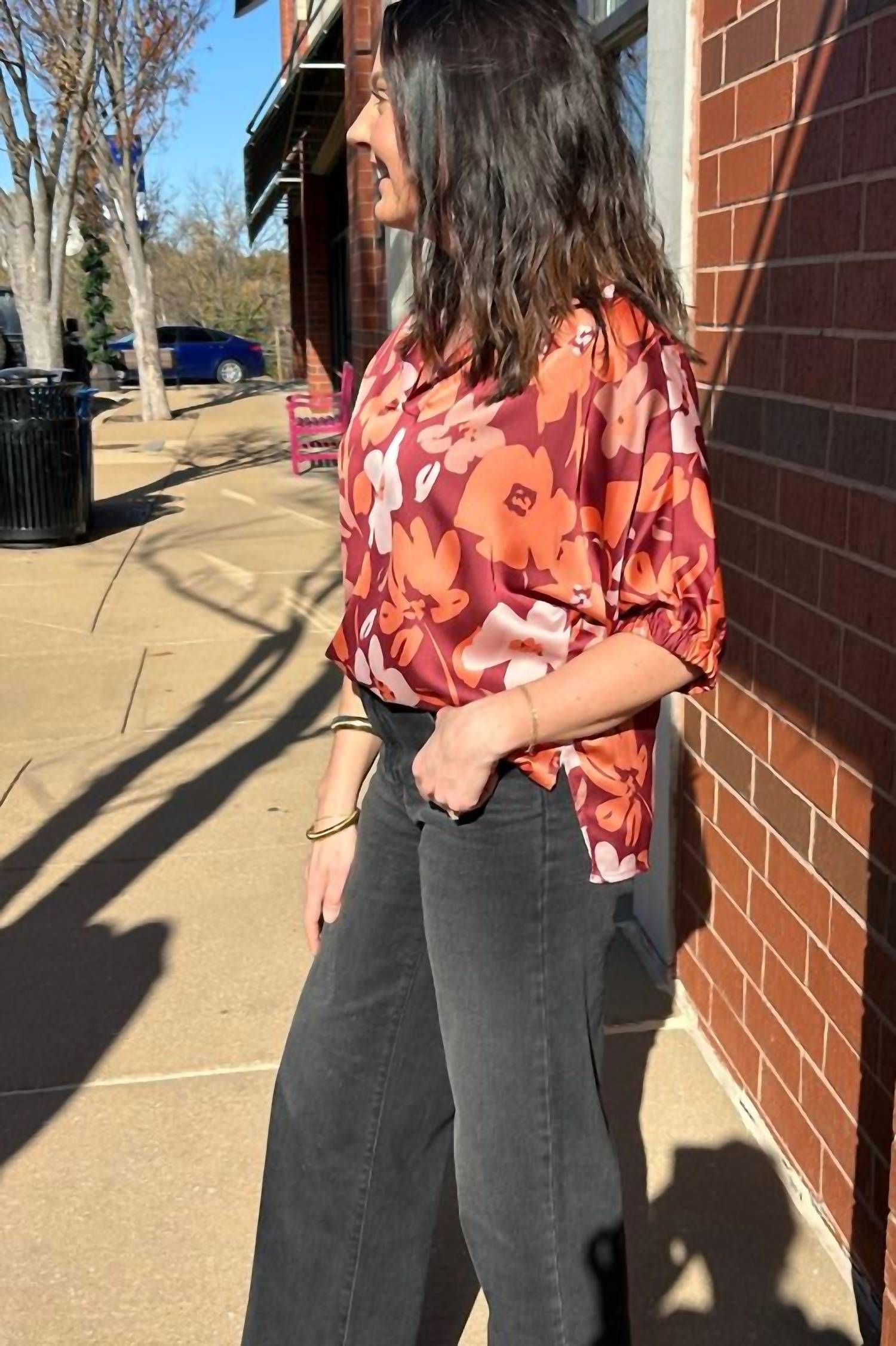 Adrienne - Sloan Stand Collar Drop Shoulder Top