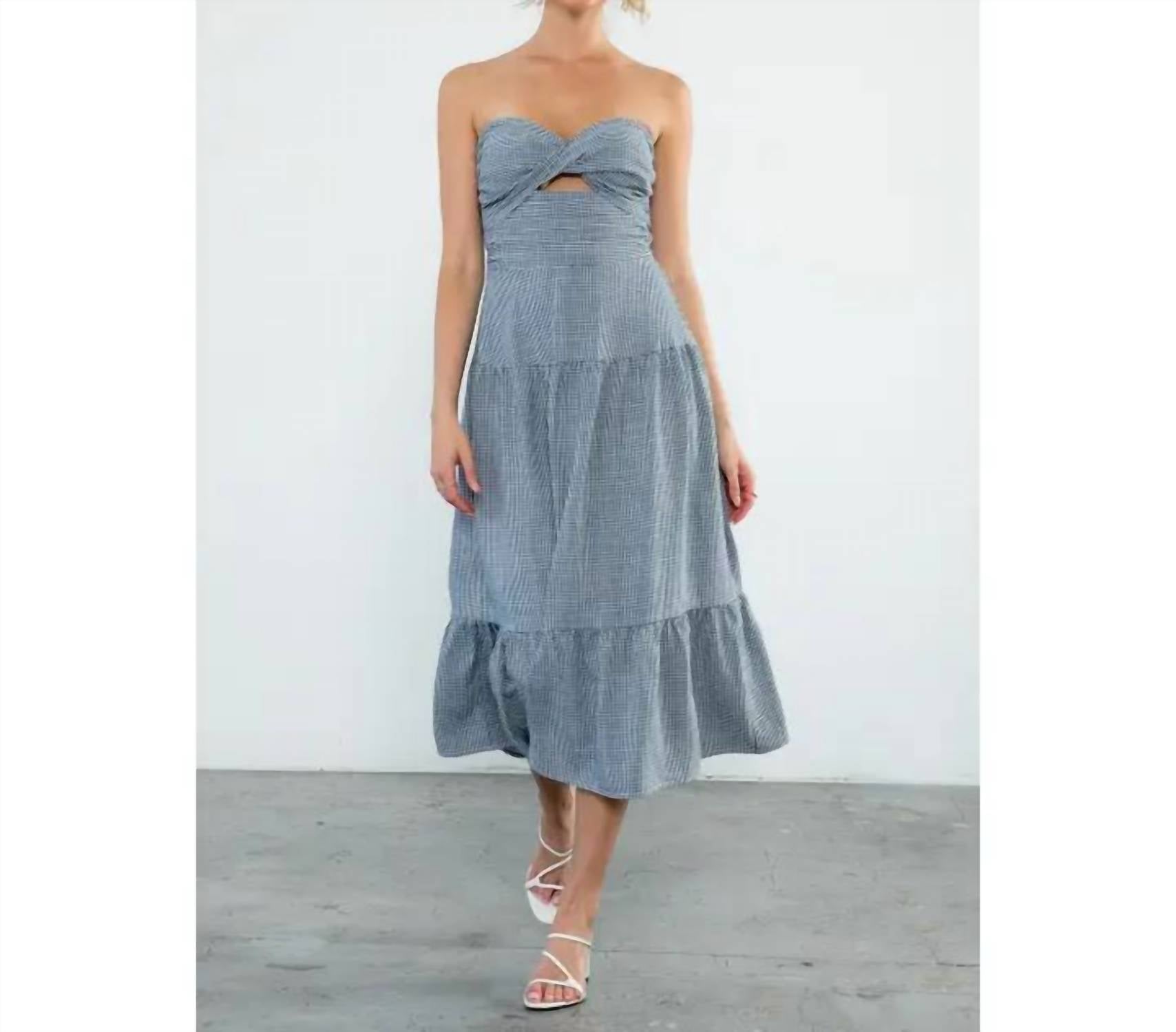 Thml - Gingham Bow Twist Midi Dress