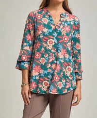Dear Scarlett - Tiered Bell Sleeve Floral Top